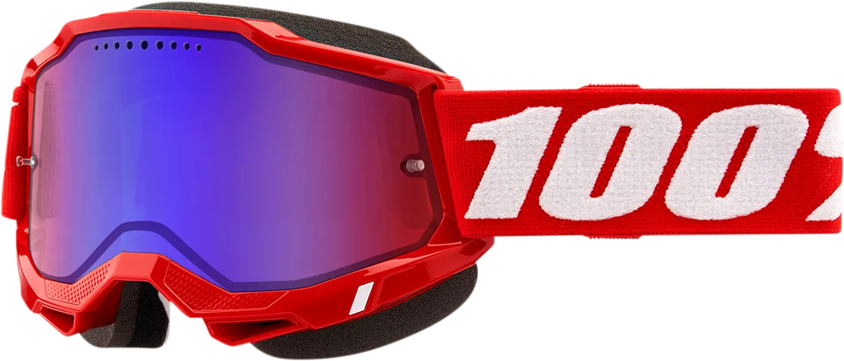 100% Accuri 2 Snow Goggles - Red - Red/Blue Mirror 50022-00005