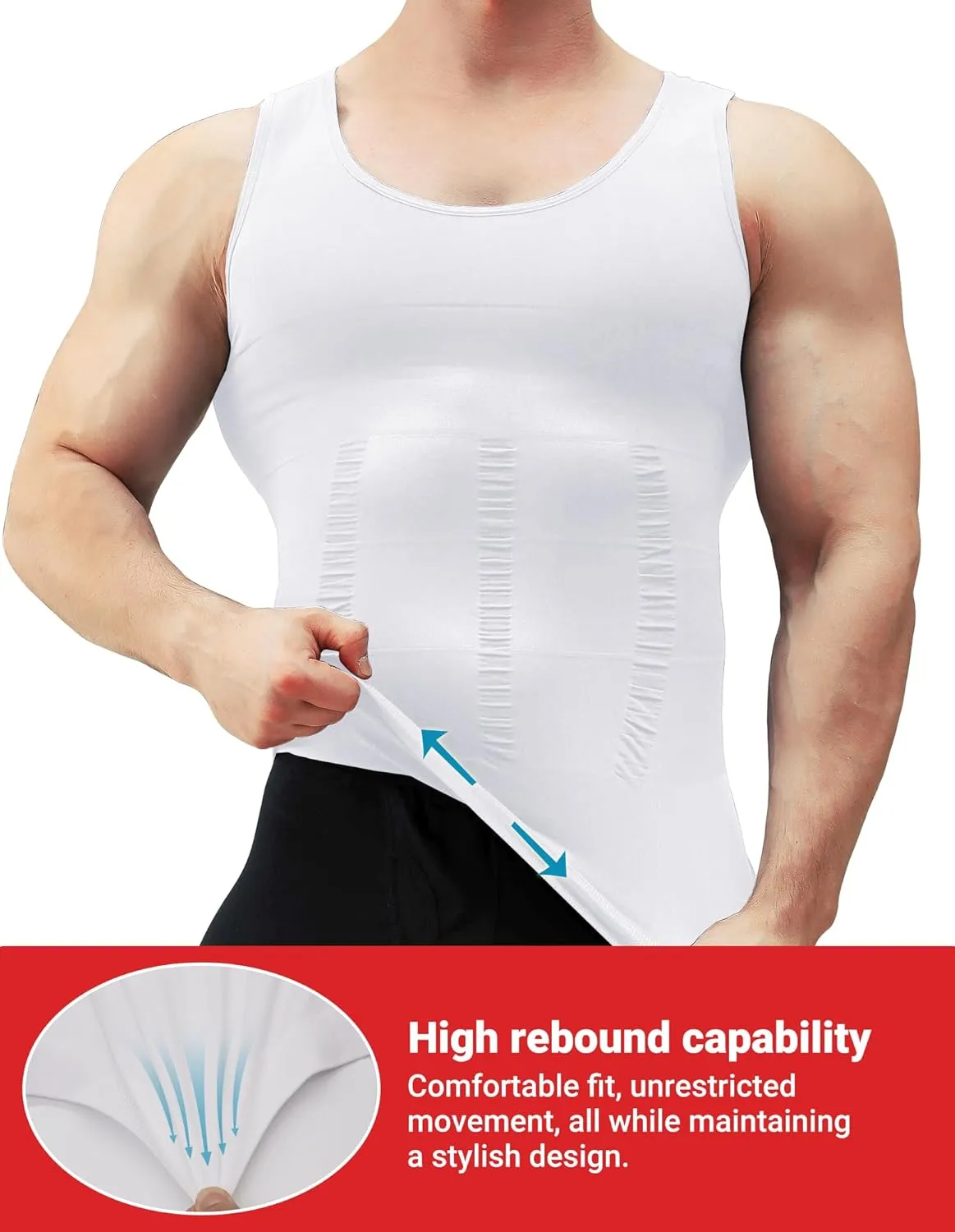1/2/3 Pack Shaper Slimming Tank Top Athletic Compression Shirt with Sleeveless Undershirts for Men