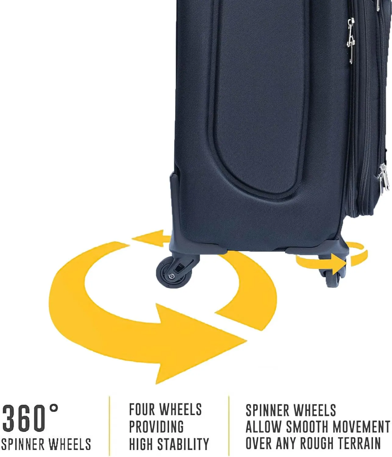 2-Piece Spinner Luggage Set with Backpack - 360 Spinner Wheels, Lightweight Fabric Softside Suitcases (20/24 Inch), Carry-On Approved Travel Luggage Sets, (Black)