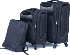 2-Piece Spinner Luggage Set with Backpack - 360 Spinner Wheels, Lightweight Fabric Softside Suitcases (20/24 Inch), Carry-On Approved Travel Luggage Sets, (Black)