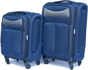 2-Piece Spinner Luggage Set with Backpack - 360 Spinner Wheels, Lightweight Fabric Softside Suitcases (20/24 Inch), Carry-On Approved Travel Luggage Sets, (Blue-1)