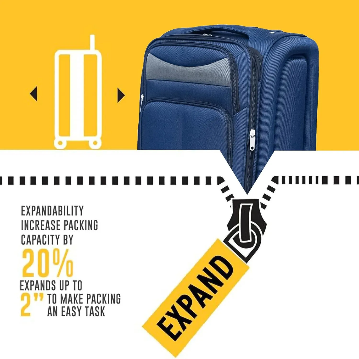 2-Piece Spinner Luggage Set with Backpack - 360 Spinner Wheels, Lightweight Fabric Softside Suitcases (20/24 Inch), Carry-On Approved Travel Luggage Sets, (Blue)