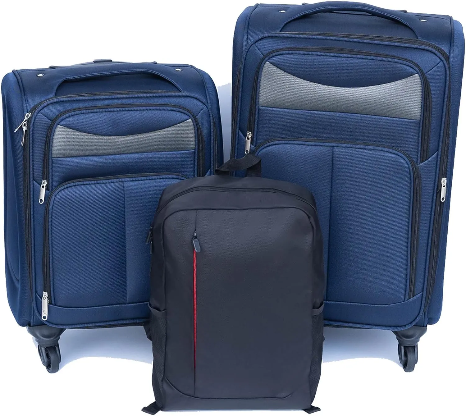2-Piece Spinner Luggage Set with Backpack - 360 Spinner Wheels, Lightweight Fabric Softside Suitcases (20/24 Inch), Carry-On Approved Travel Luggage Sets, (Blue)