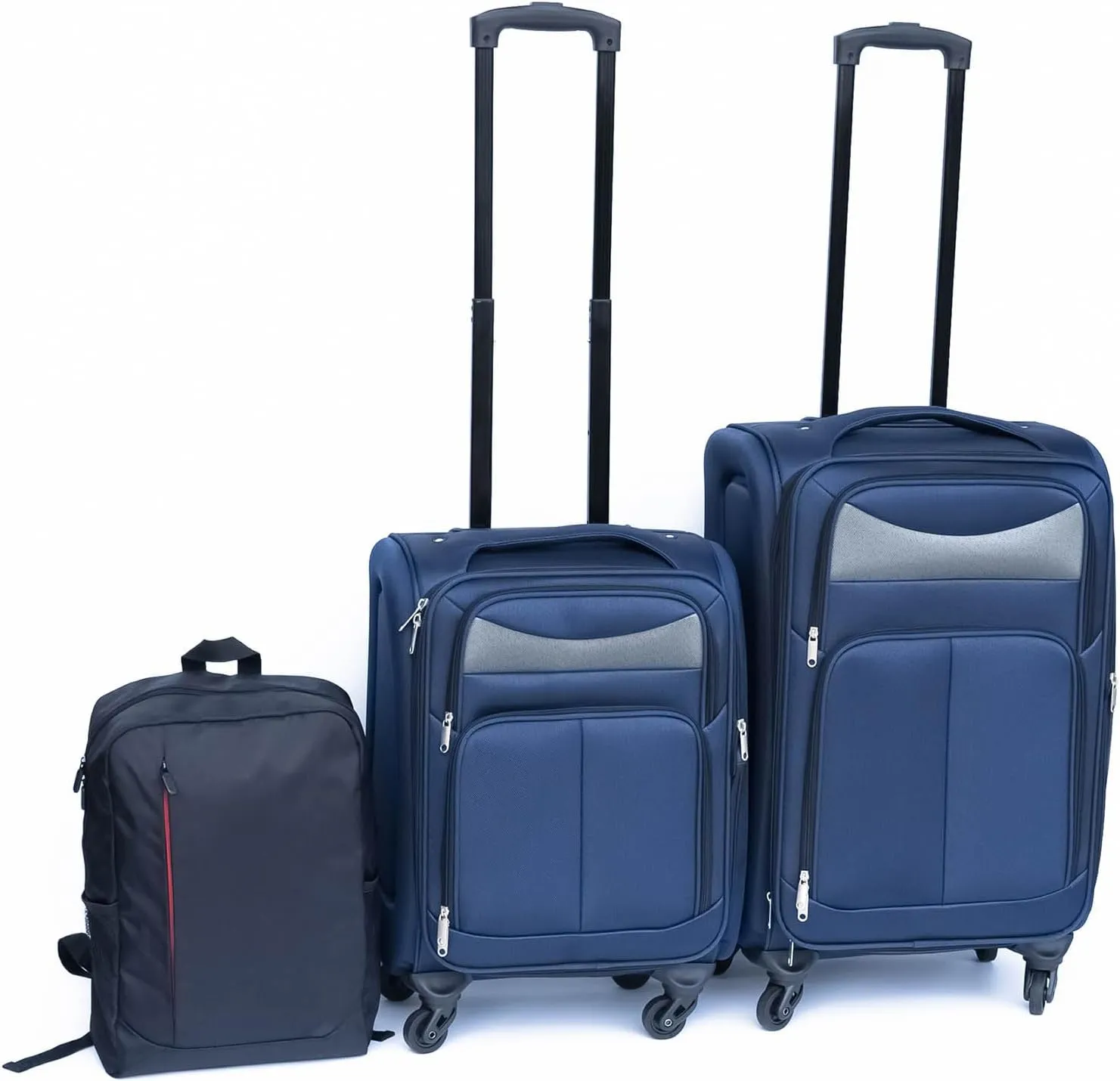 2-Piece Spinner Luggage Set with Backpack - 360 Spinner Wheels, Lightweight Fabric Softside Suitcases (20/24 Inch), Carry-On Approved Travel Luggage Sets, (Blue)