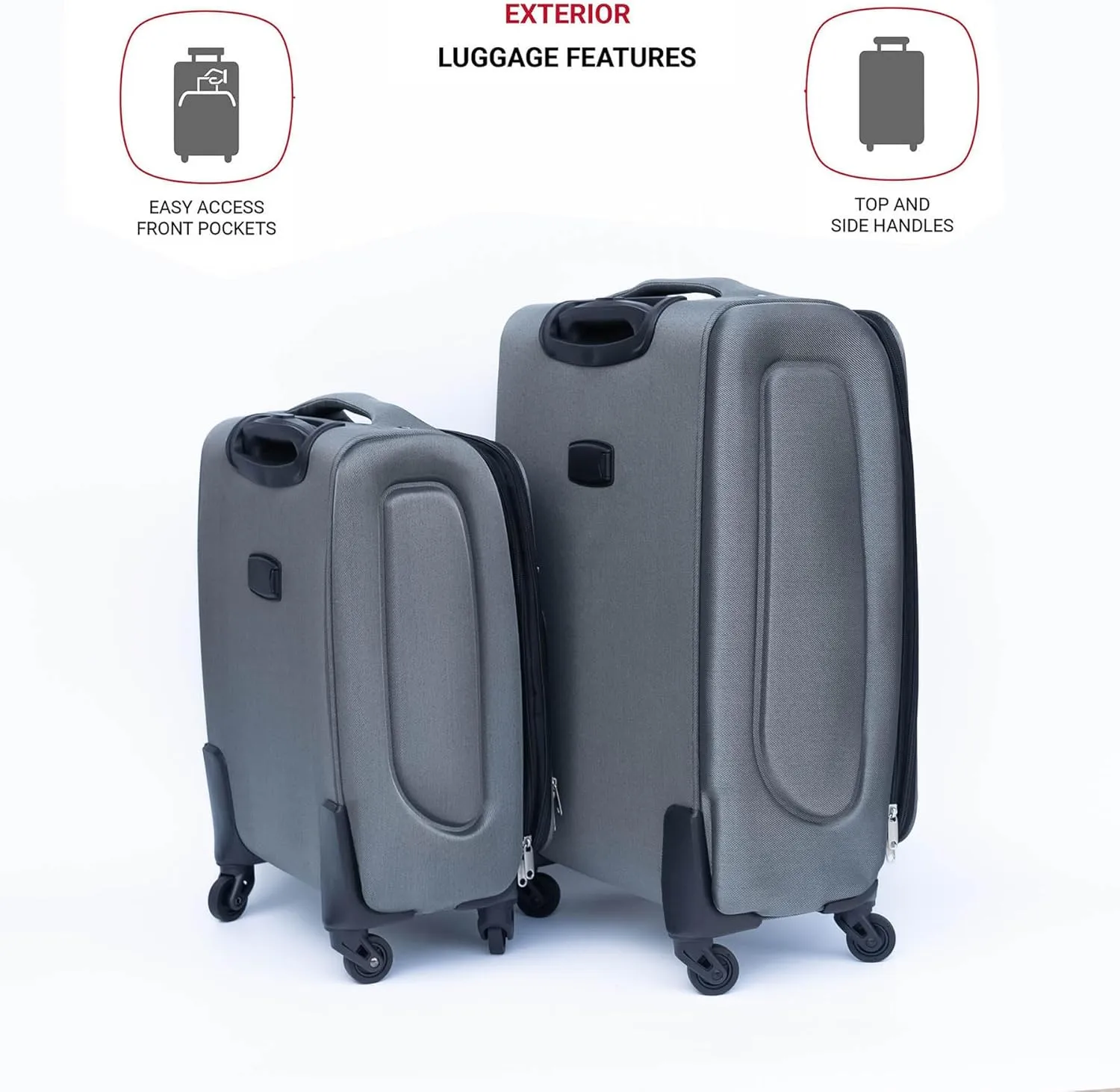 2-Piece Spinner Luggage Set with Backpack - 360 Spinner Wheels, Lightweight Fabric Softside Suitcases (20/24 Inch), Carry-On Approved Travel Luggage Sets, (Gray-1)