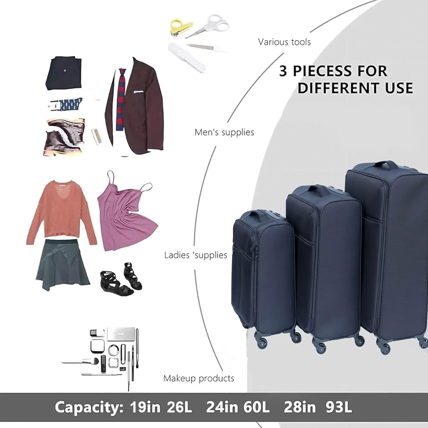 2-Piece Spinner Luggage Set with Backpack - 360 Spinner Wheels, Lightweight Fabric Softside Suitcases (20/24 Inch), Carry-On Approved Travel Luggage Sets, (Gray-1)