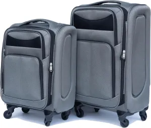 2-Piece Spinner Luggage Set with Backpack - 360 Spinner Wheels, Lightweight Fabric Softside Suitcases (20/24 Inch), Carry-On Approved Travel Luggage Sets, (Gray-1)