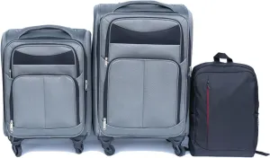2-Piece Spinner Luggage Set with Backpack - 360 Spinner Wheels, Lightweight Fabric Softside Suitcases (20/24 Inch), Carry-On Approved Travel Luggage Sets, (Gray)