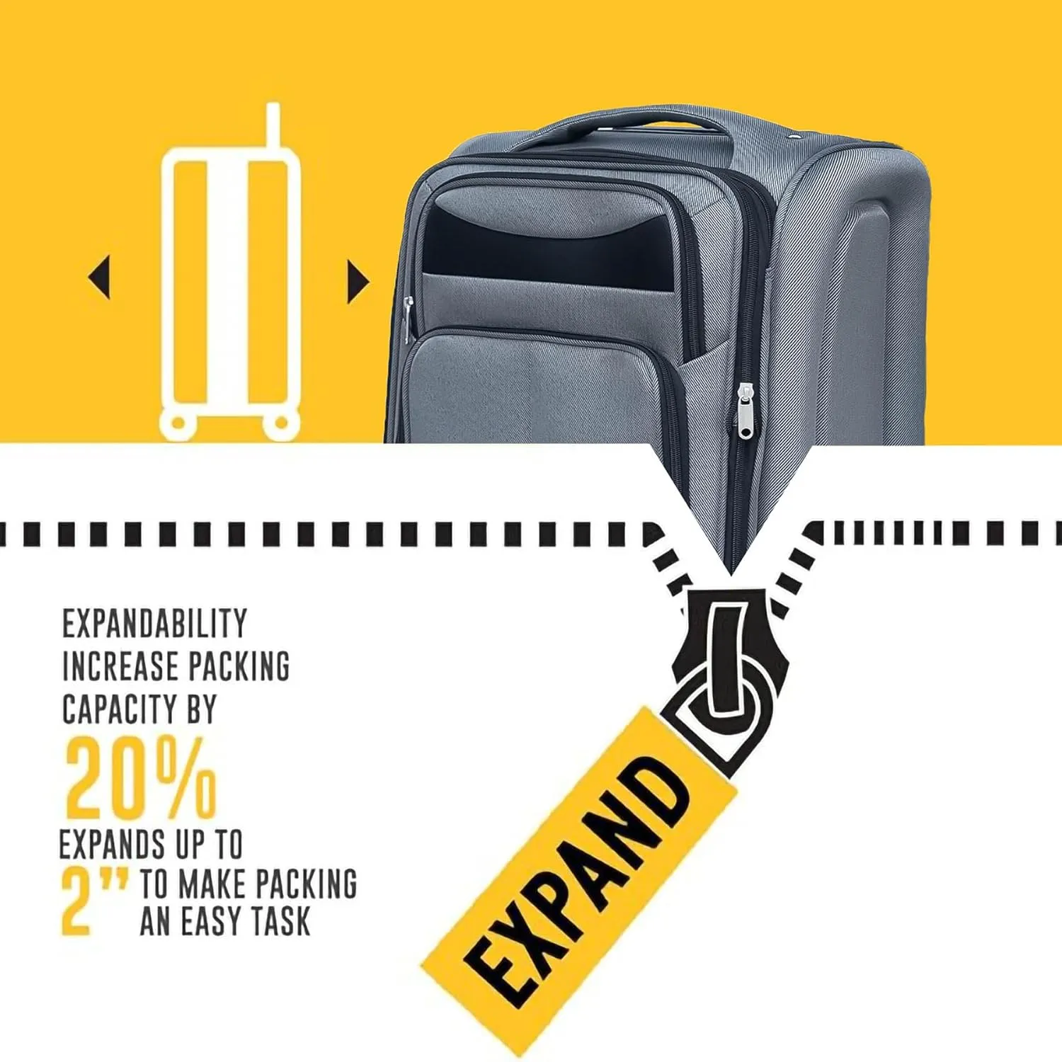 2-Piece Spinner Luggage Set with Backpack - 360 Spinner Wheels, Lightweight Fabric Softside Suitcases (20/24 Inch), Carry-On Approved Travel Luggage Sets, (Gray)