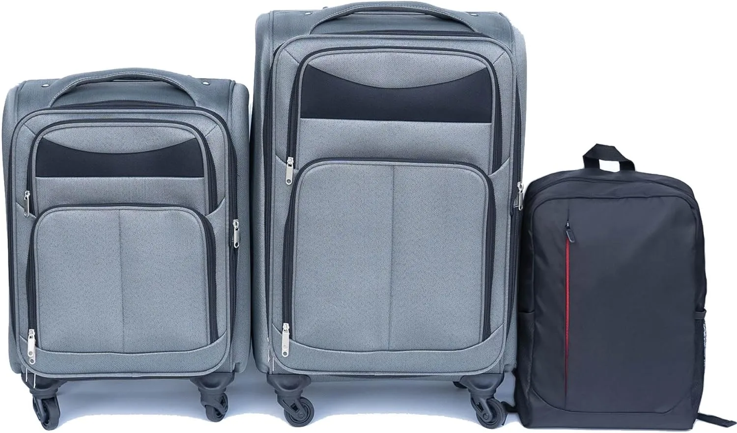 2-Piece Spinner Luggage Set with Backpack - 360 Spinner Wheels, Lightweight Fabric Softside Suitcases (20/24 Inch), Carry-On Approved Travel Luggage Sets, (Gray)