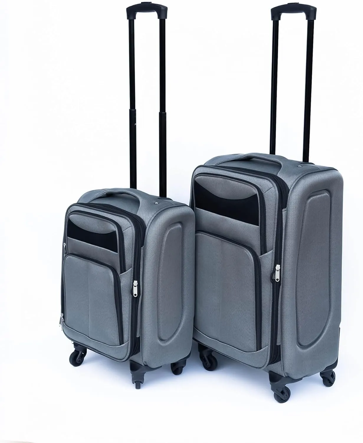 2-Piece Spinner Luggage Set with Backpack - 360 Spinner Wheels, Lightweight Fabric Softside Suitcases (20/24 Inch), Carry-On Approved Travel Luggage Sets, (Gray)