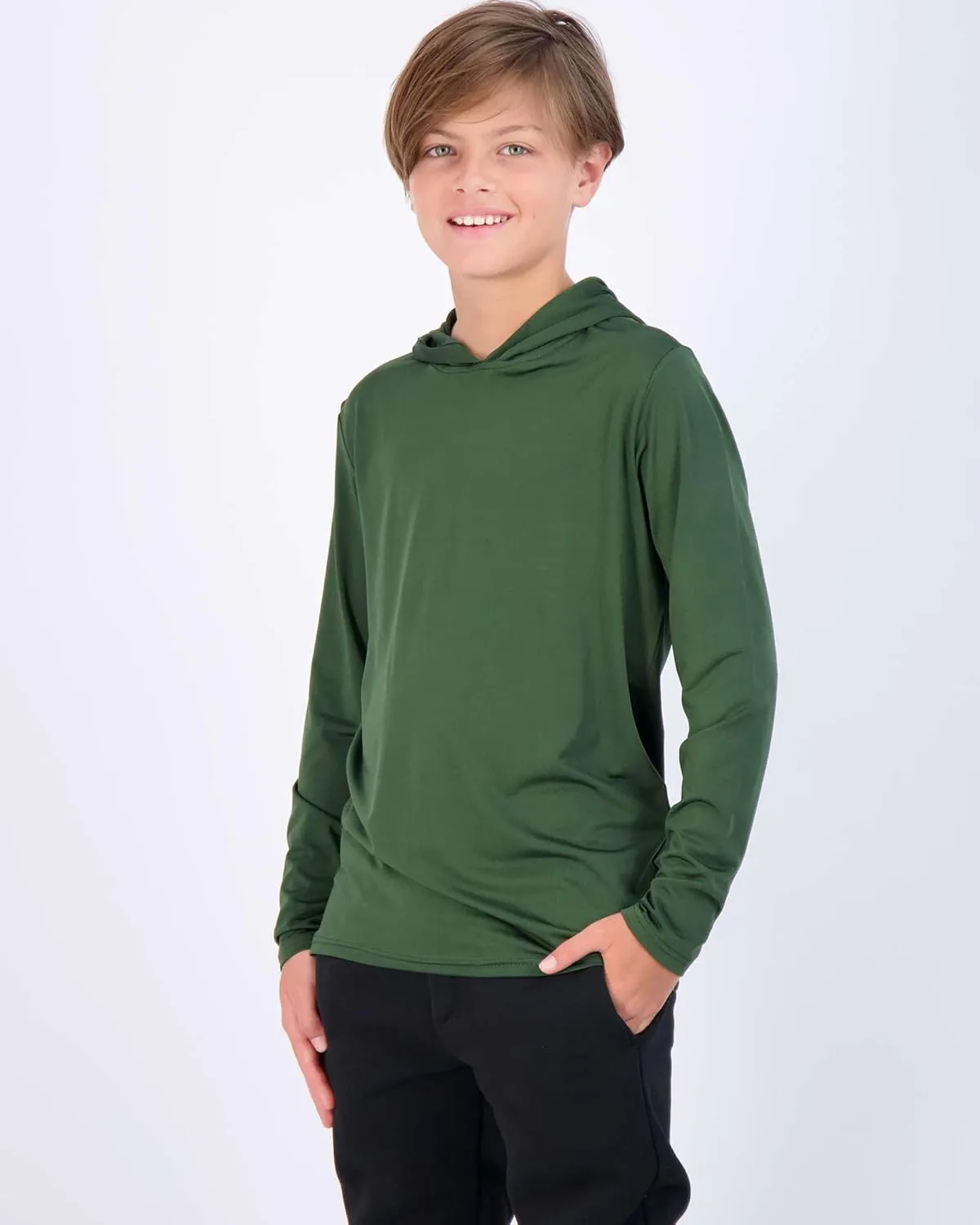 3 Pack: Dry-Fit Youth Boys Teen Active Long Sleeve Hoodie Sweatshirts - Hooded Pullover Shirts