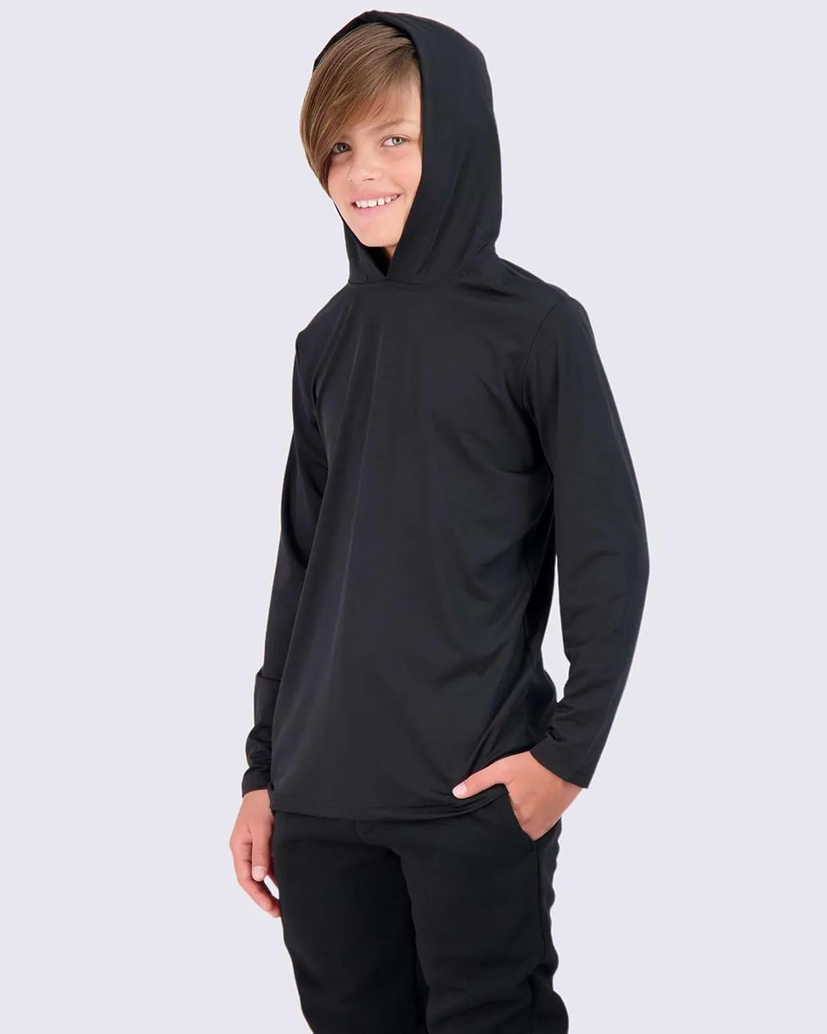 3 Pack: Dry-Fit Youth Boys Teen Active Long Sleeve Hoodie Sweatshirts - Hooded Pullover Shirts