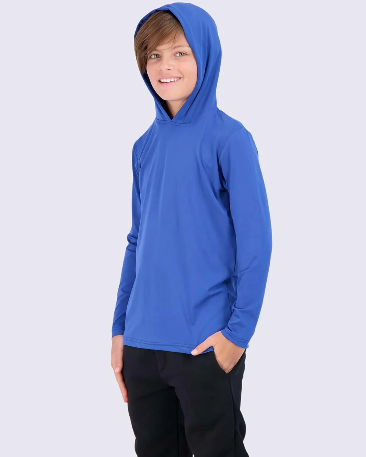3 Pack: Dry-Fit Youth Boys Teen Active Long Sleeve Hoodie Sweatshirts - Hooded Pullover Shirts