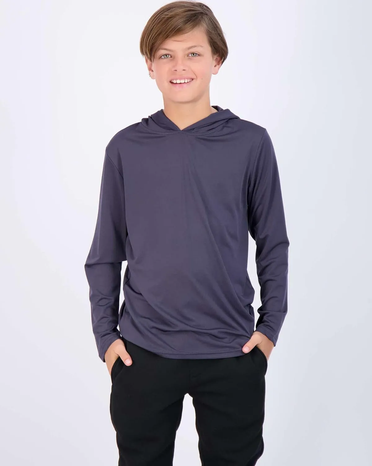 3 Pack: Dry-Fit Youth Boys Teen Active Long Sleeve Hoodie Sweatshirts - Hooded Pullover Shirts