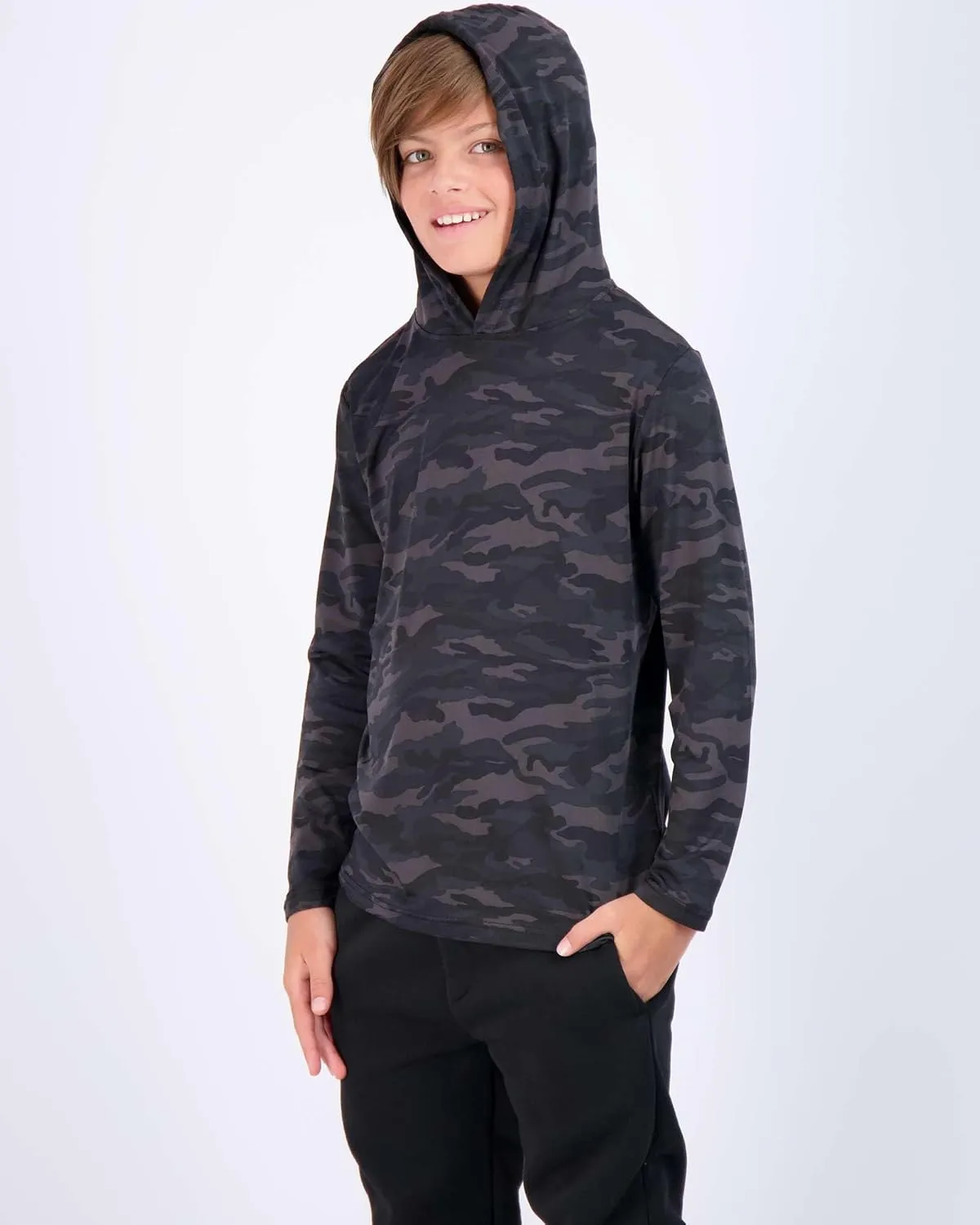 3 Pack: Dry-Fit Youth Boys Teen Active Long Sleeve Hoodie Sweatshirts - Hooded Pullover Shirts