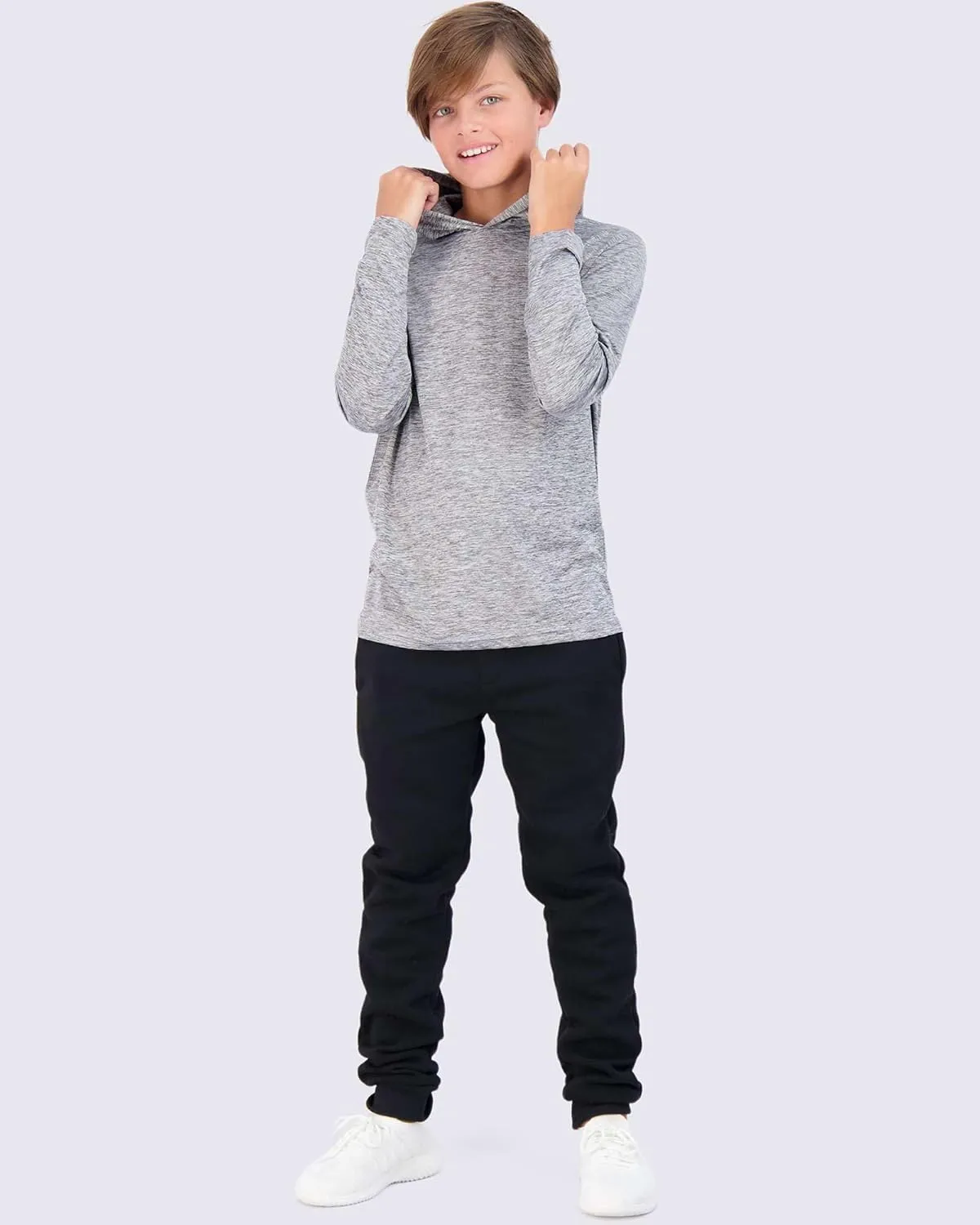 3 Pack: Dry-Fit Youth Boys Teen Active Long Sleeve Hoodie Sweatshirts - Hooded Pullover Shirts