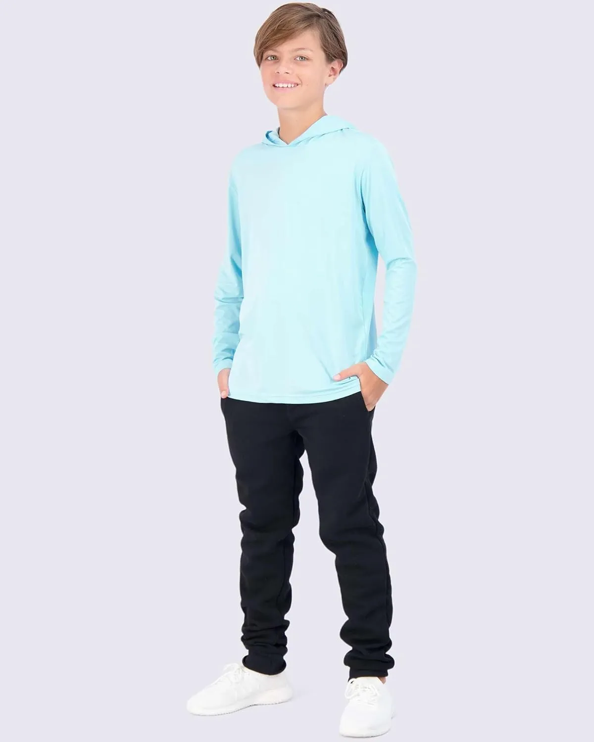3 Pack: Dry-Fit Youth Boys Teen Active Long Sleeve Hoodie Sweatshirts - Hooded Pullover Shirts