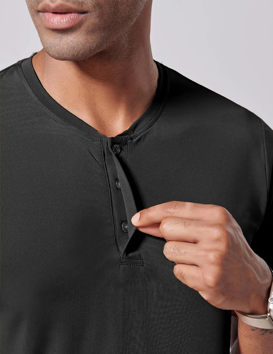 3 Pack: Mens Polo Shirts, Business Casual Golf Henley Work Shirts for Men, Collarless Short Sleeve Stylish Athletic Tshirts