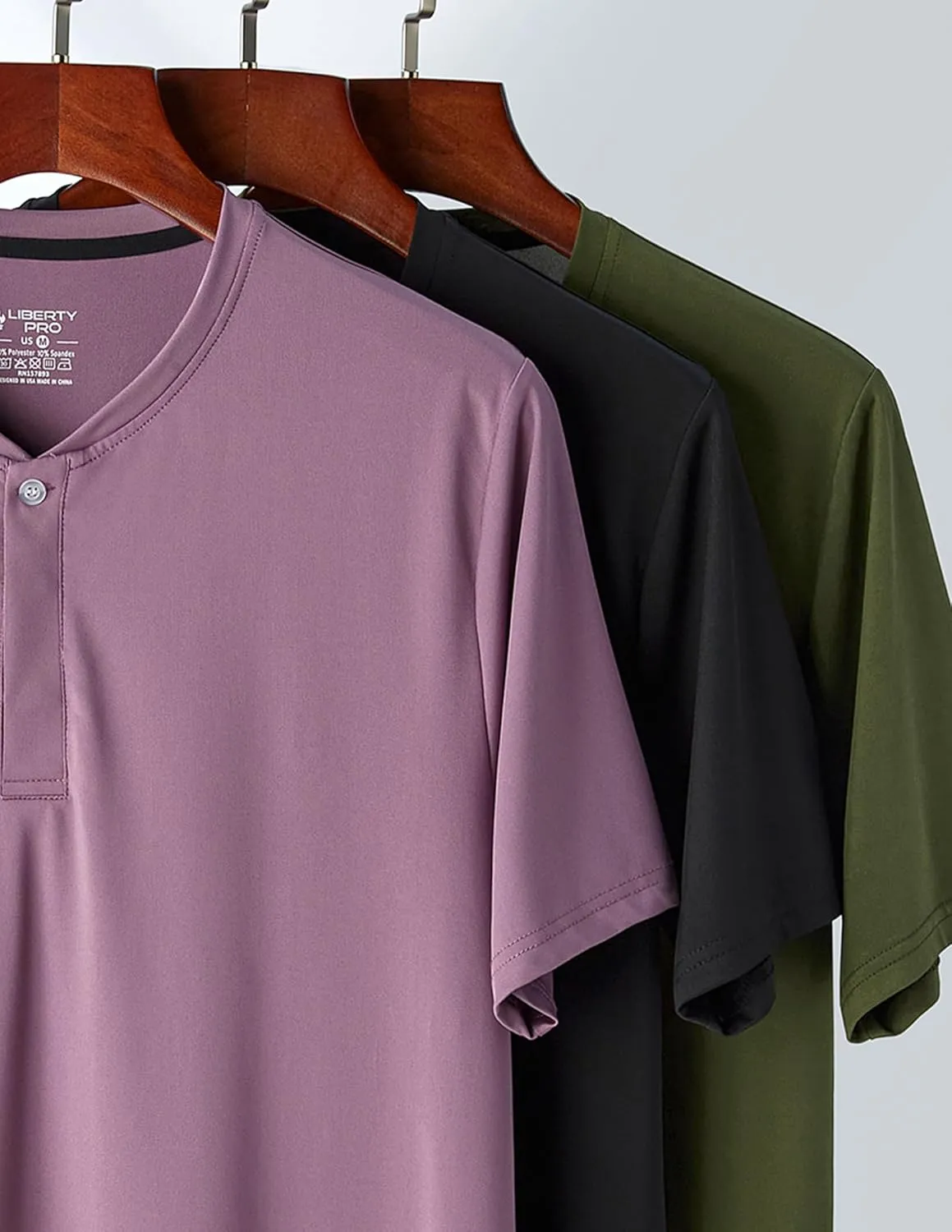 3 Pack: Mens Polo Shirts, Business Casual Golf Henley Work Shirts for Men, Collarless Short Sleeve Stylish Athletic Tshirts