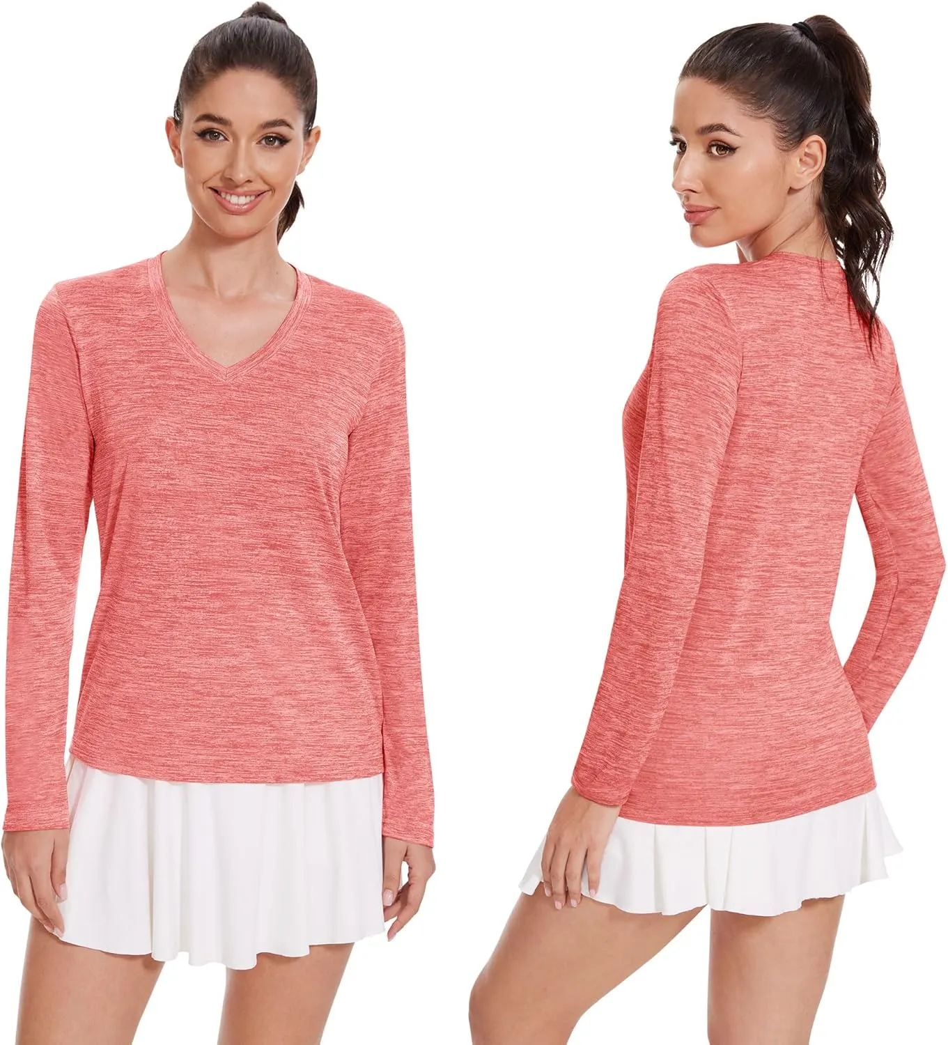 4-7 Pack Long Sleeve Shirts for Women,Moisture Wicking Shirts Long Sleeve Workout Tops for Women V Neck Hiking T-Shirts