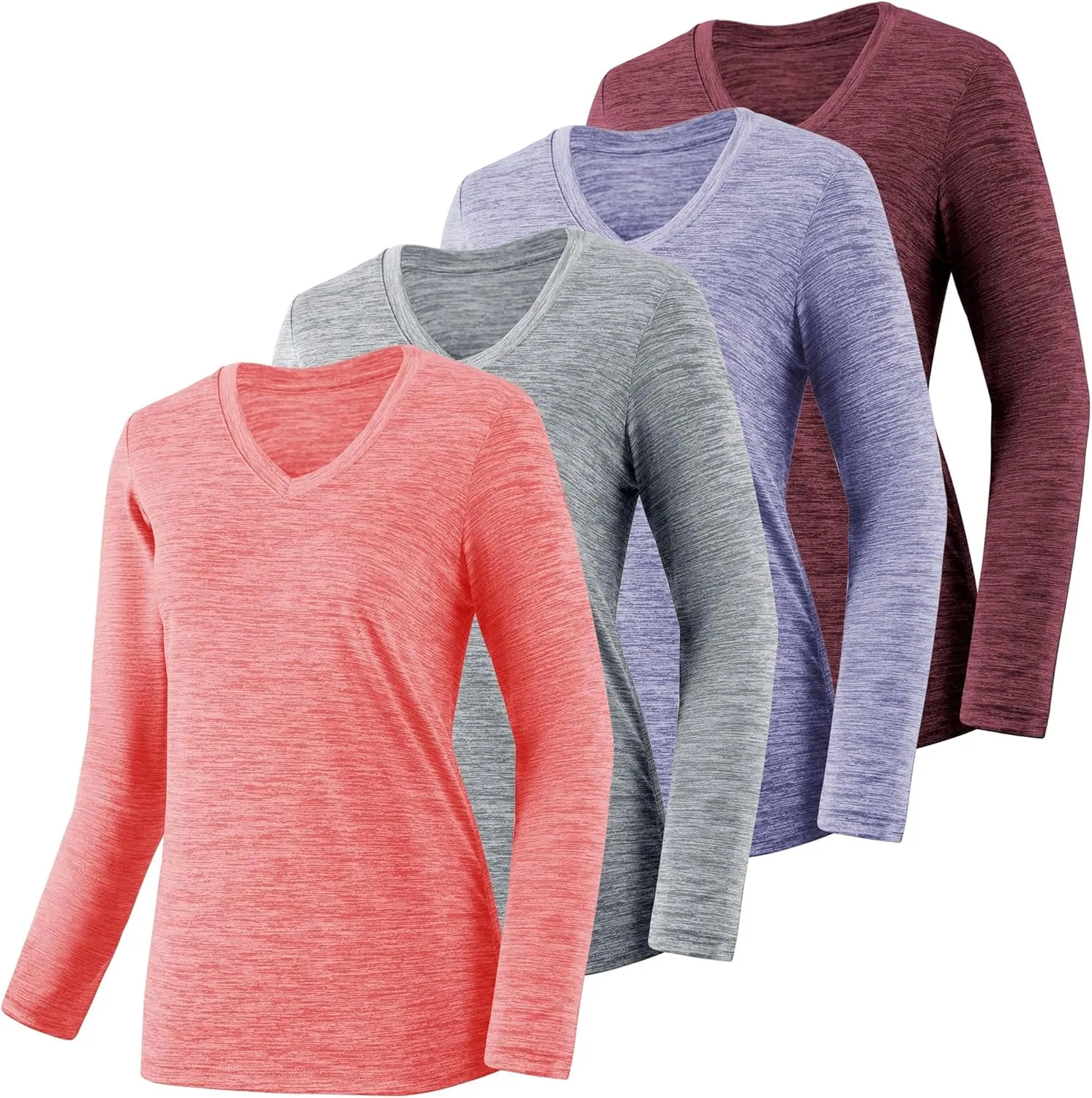 4-7 Pack Long Sleeve Shirts for Women,Moisture Wicking Shirts Long Sleeve Workout Tops for Women V Neck Hiking T-Shirts