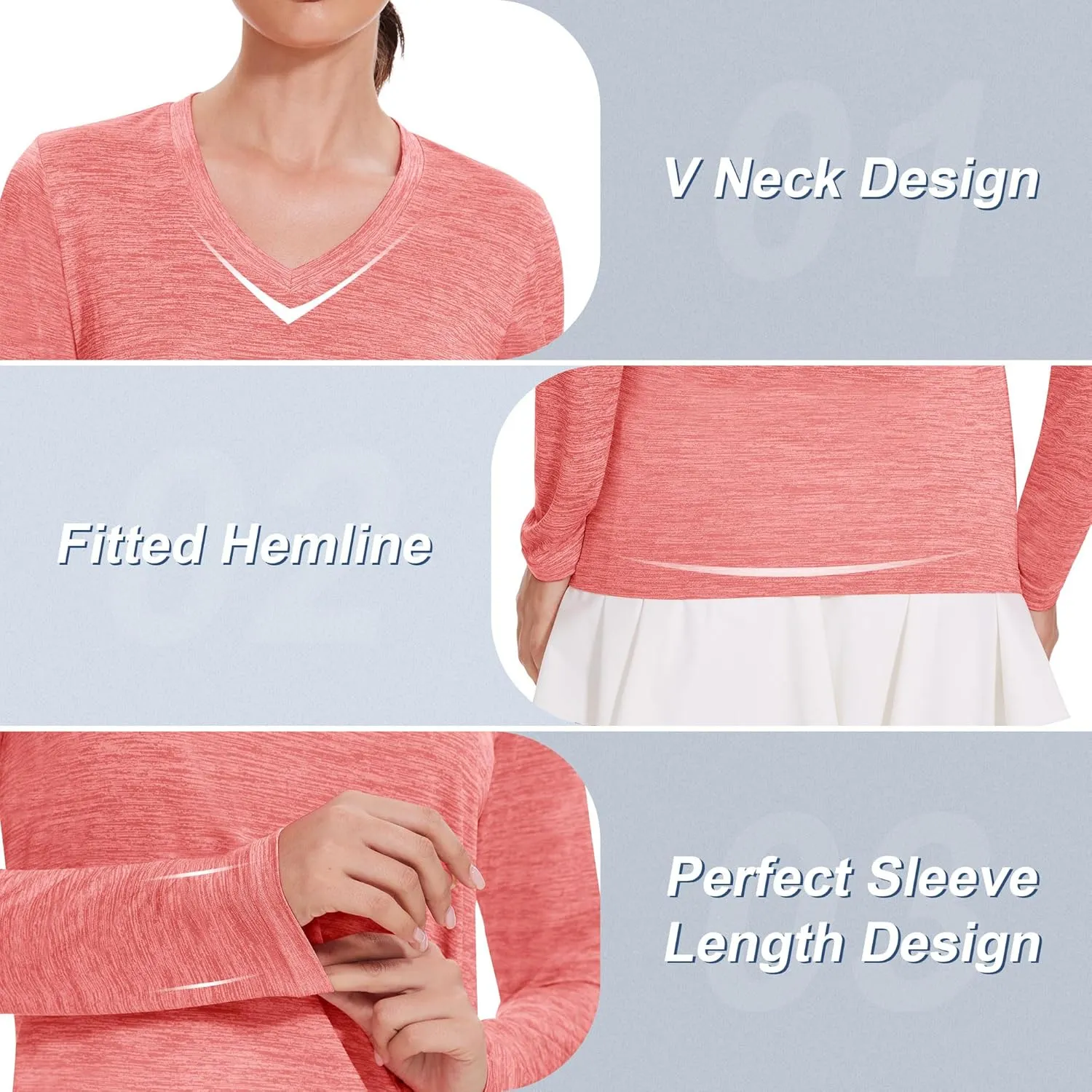 4-7 Pack Long Sleeve Shirts for Women,Moisture Wicking Shirts Long Sleeve Workout Tops for Women V Neck Hiking T-Shirts