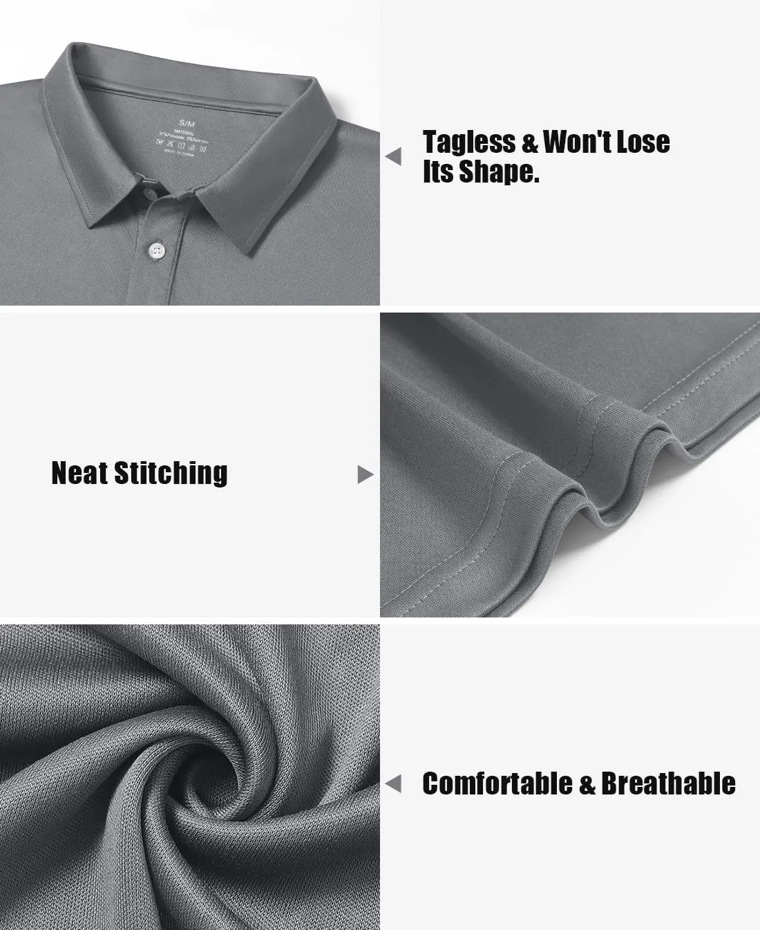 5 Pack Polo Shirts for Men Dry Fit Short Sleeve Golf T-Shirt Moisture Wicking Collared Casual Work Tops