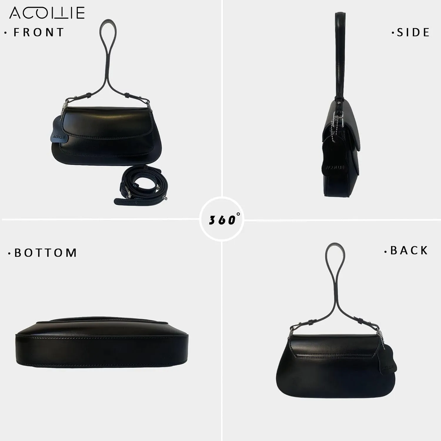 ACOLLIE-Bag New Tide Women's Versatile One-Shoulder Armpit Saddle Bag Cross-Body Leather Bag with Advanced Sensory Fashion