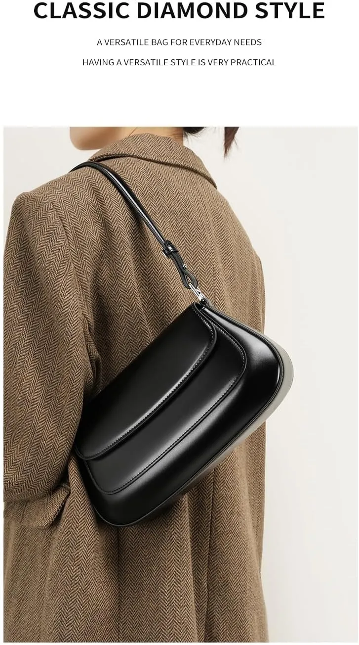 ACOLLIE-Bag New Tide Women's Versatile One-Shoulder Armpit Saddle Bag Cross-Body Leather Bag with Advanced Sensory Fashion