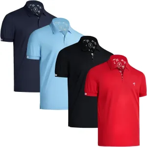Albert Morris Mens Striped Short Sleeve Polo Shirts 4 Pack