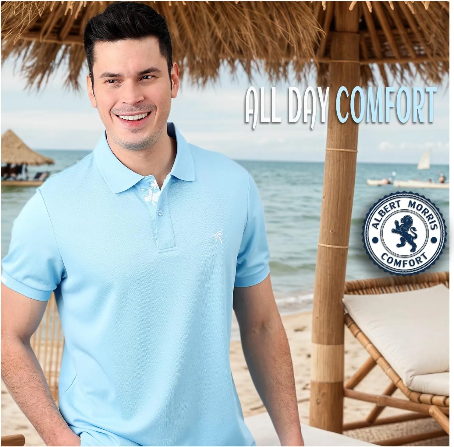 Albert Morris Mens Striped Short Sleeve Polo Shirts 4 Pack