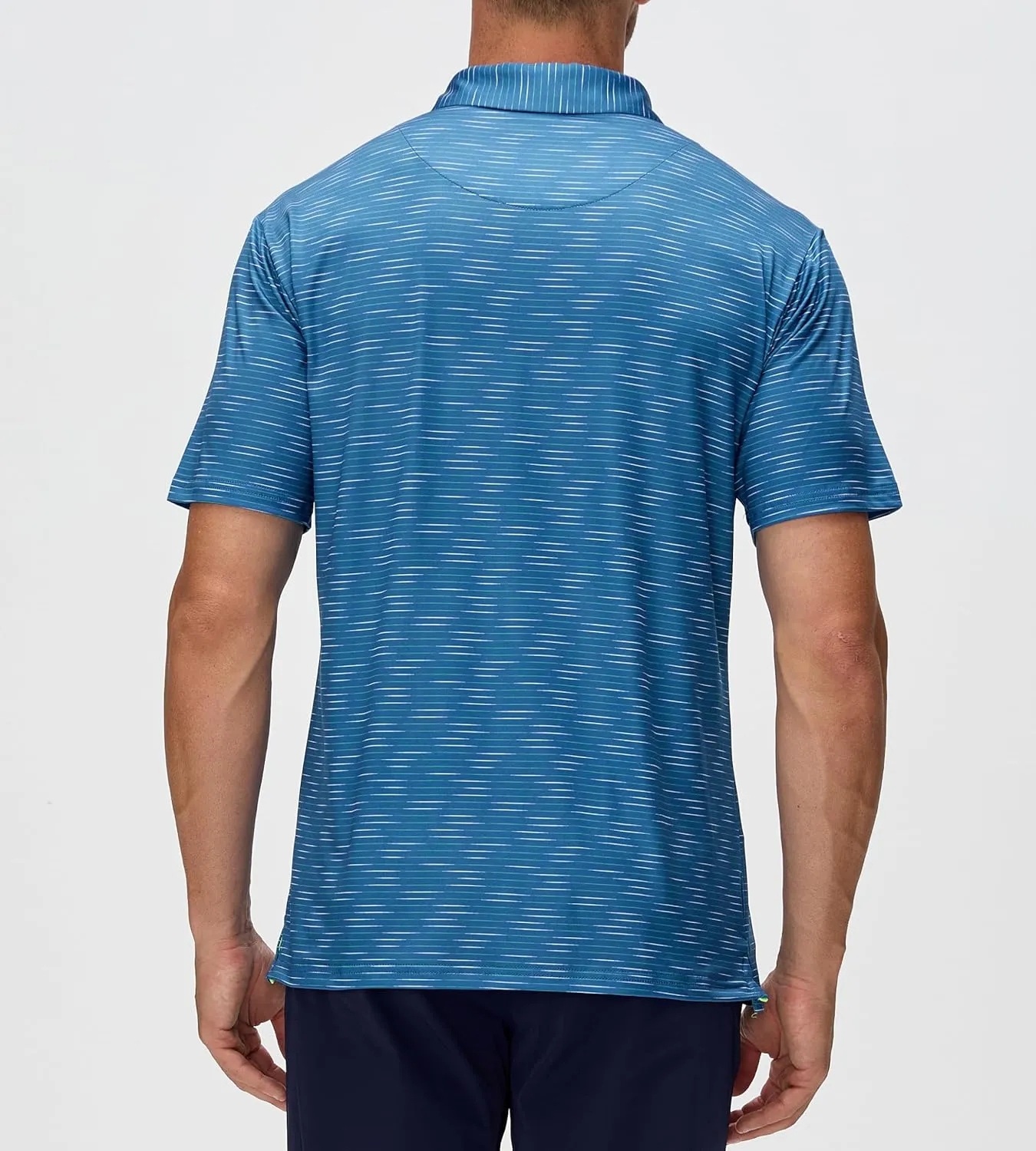 Alex Vando Mens Striped Golf Shirt Moisture Wicking Quick-Dry Sports Polo Shirts
