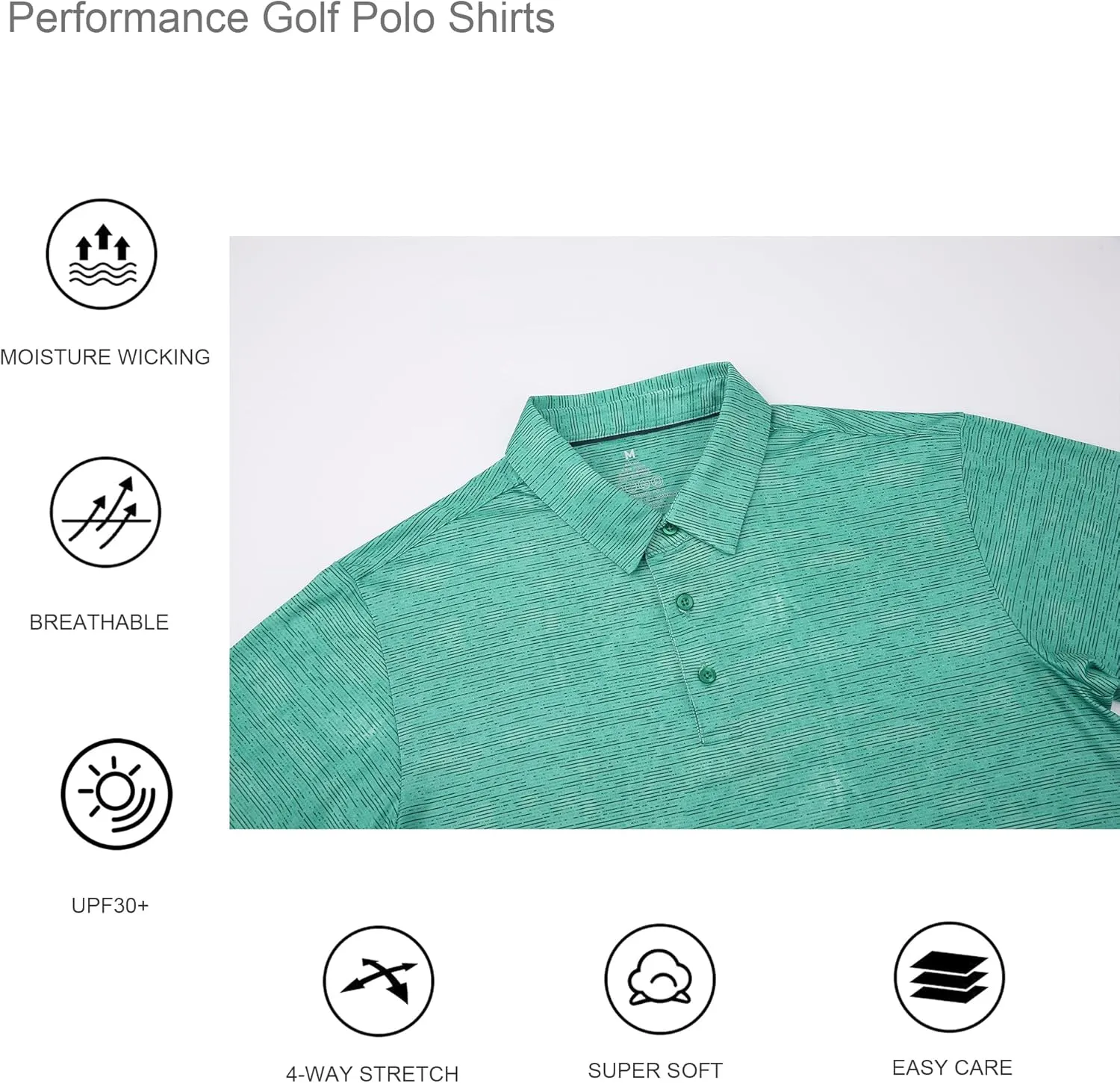 Alex Vando Mens Striped Golf Shirt Moisture Wicking Quick-Dry Sports Polo Shirts