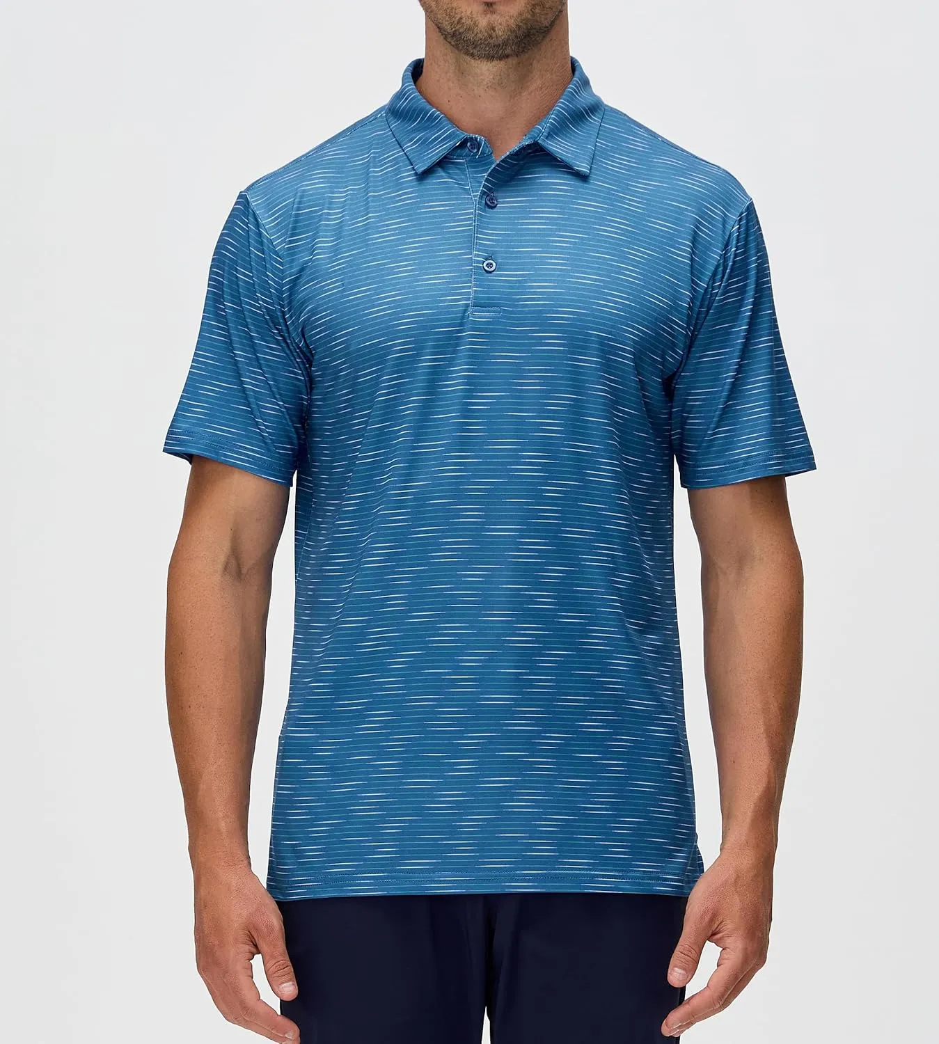 Alex Vando Mens Striped Golf Shirt Moisture Wicking Quick-Dry Sports Polo Shirts