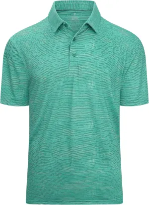 Alex Vando Mens Striped Golf Shirt Moisture Wicking Quick-Dry Sports Polo Shirts
