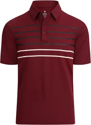 Alex Vando Mens Striped Golf Shirt Moisture Wicking Quick-Dry Sports Polo Shirts