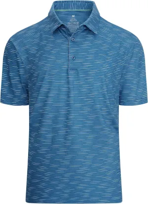 Alex Vando Mens Striped Golf Shirt Moisture Wicking Quick-Dry Sports Polo Shirts