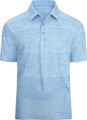 Alex Vando Mens Striped Golf Shirt Moisture Wicking Quick-Dry Sports Polo Shirts