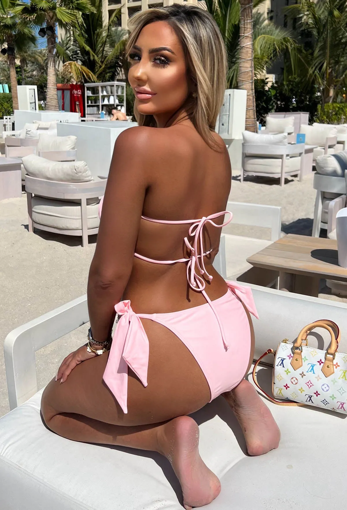 Always Flirtin Baby Pink Jewelled Bikini Set