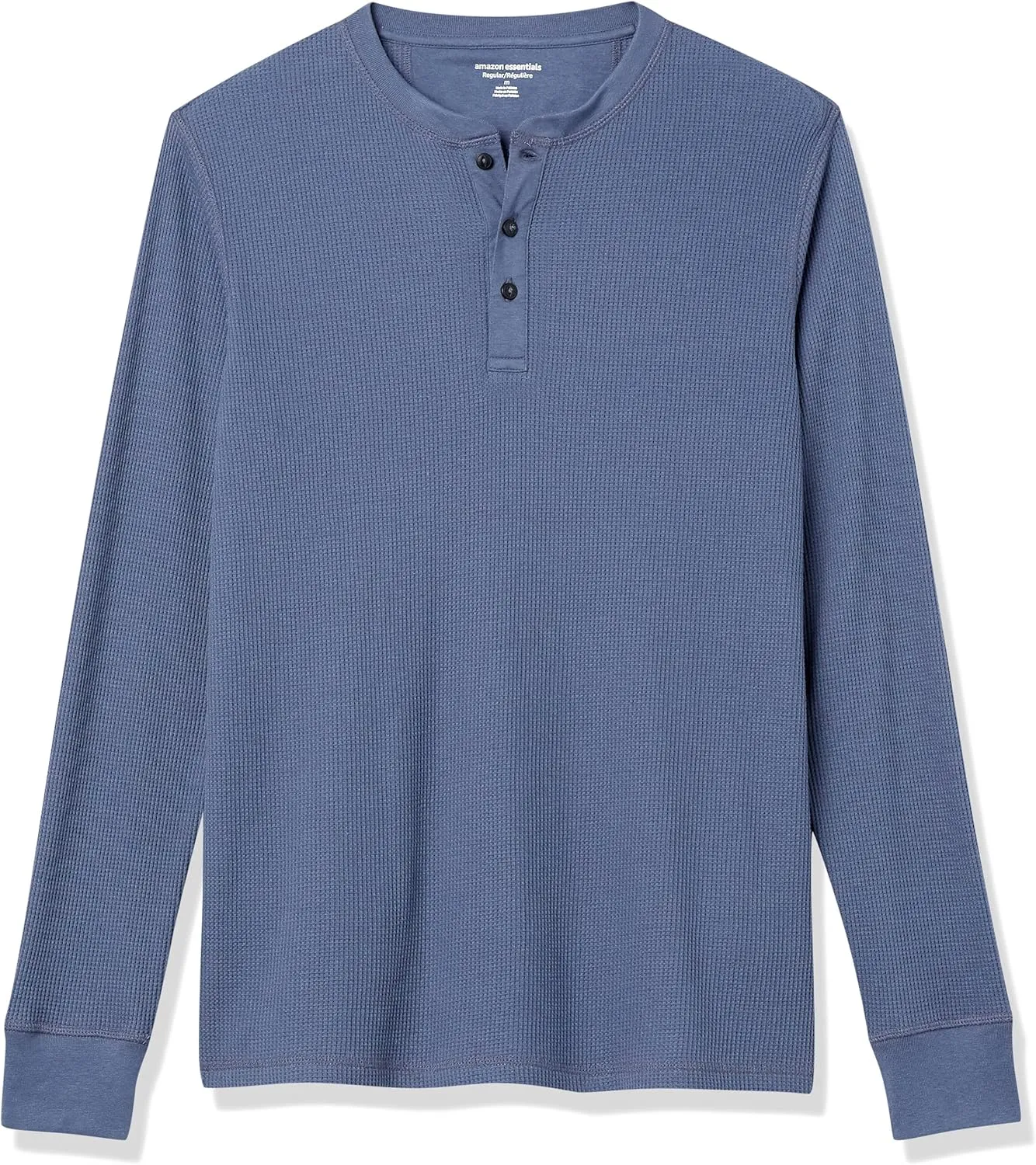 Amazon Essentials Henley Long Sleeve Shirts for Men, Regular-Fit Waffle