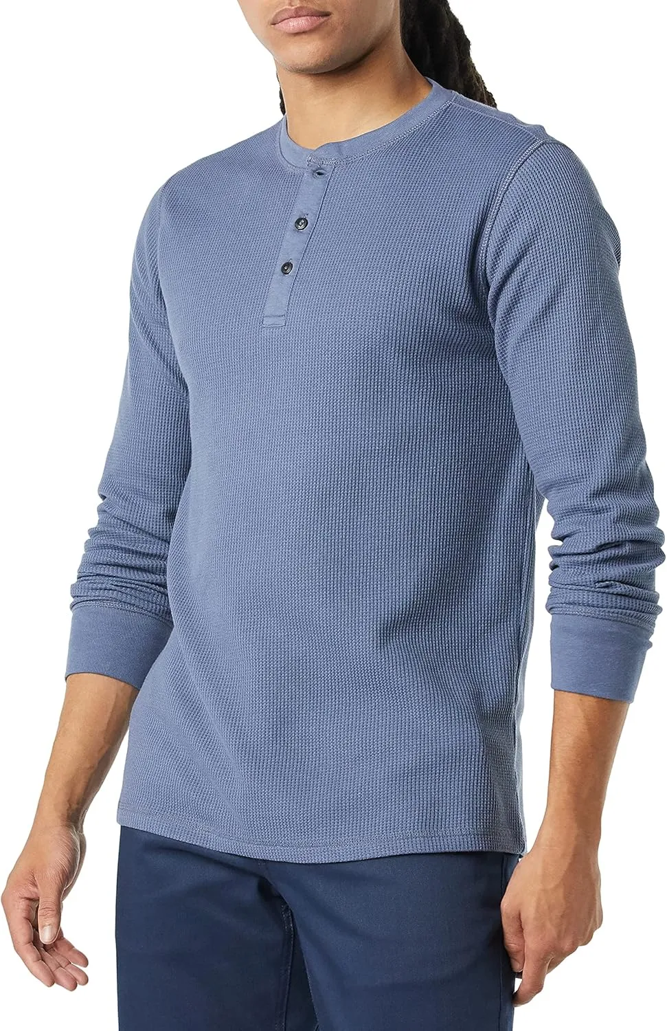 Amazon Essentials Henley Long Sleeve Shirts for Men, Regular-Fit Waffle