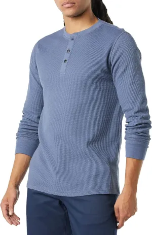 Amazon Essentials Henley Long Sleeve Shirts for Men, Regular-Fit Waffle