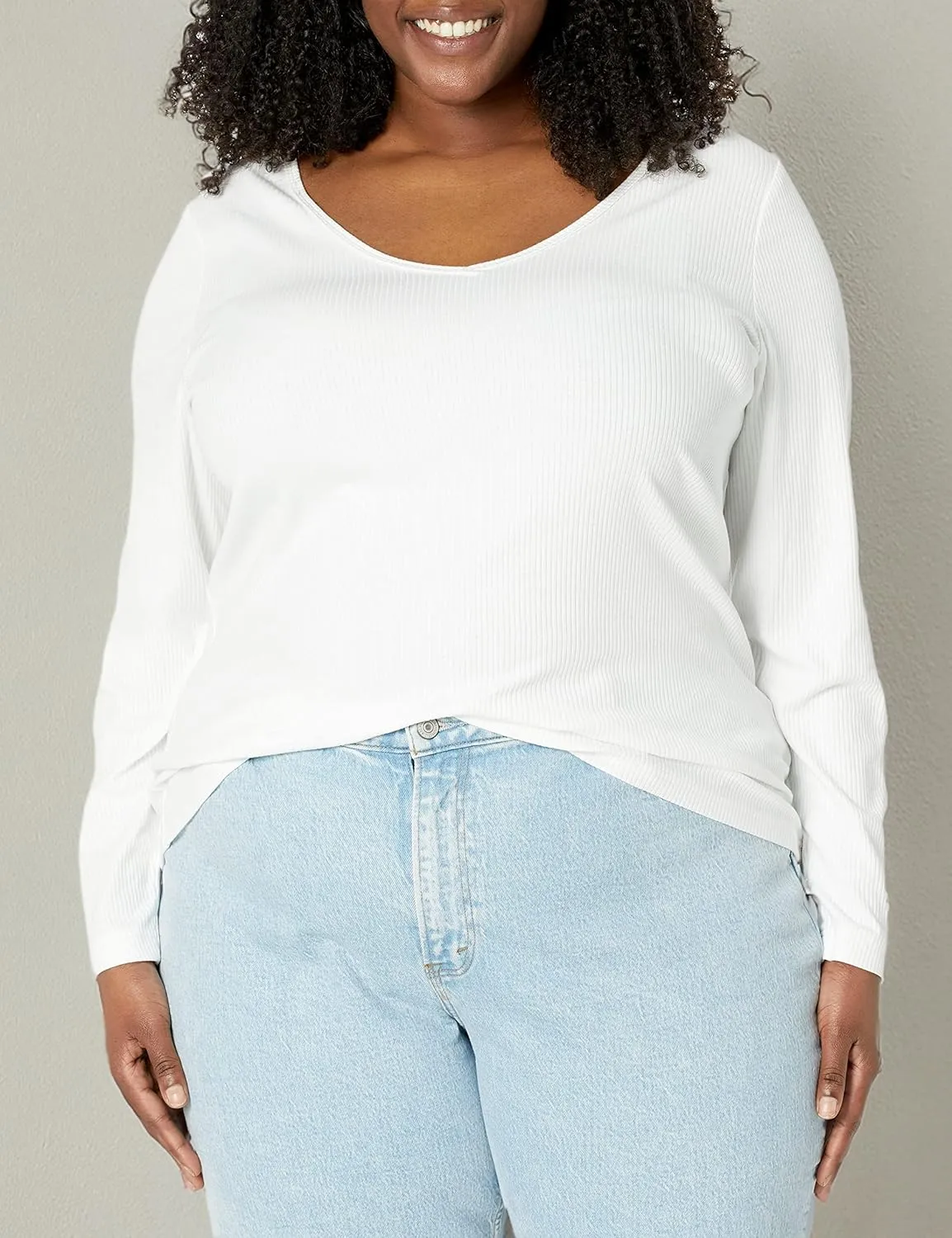 Amazon Essentials Sweater for Women, Long Sleeve Slim-Fit Rib Scoop Neck (Available in Plus Size), Pack of 2