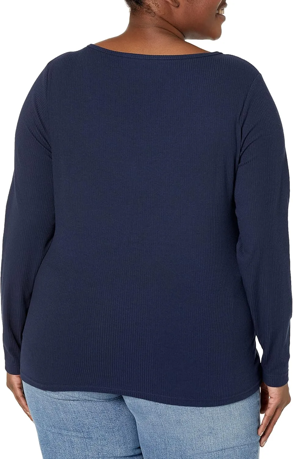 Amazon Essentials Sweater for Women, Long Sleeve Slim-Fit Rib Scoop Neck (Available in Plus Size), Pack of 2
