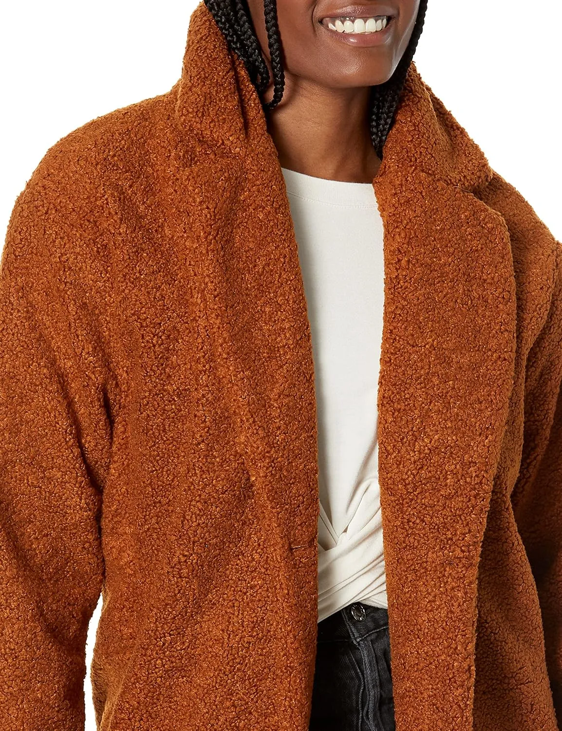 Amazon Essentials Women's Teddy Bear Fleece Oversized-Fit Lapel Jacket (Previously Daily Ritual)
