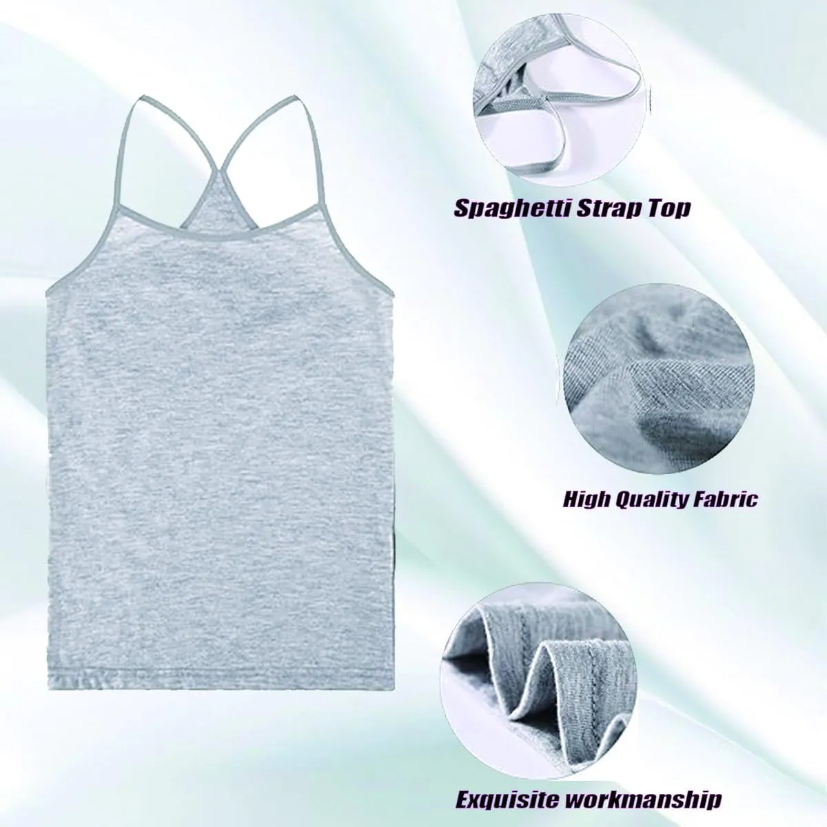 Anktry 2-10 Years Girls Dance Tank Tops Racerback Camisole Undershirts Spaghetti Strap Camis Dance Clothes Tank Tops for Girl