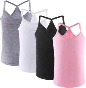 Anktry 2-10 Years Girls Dance Tank Tops Racerback Camisole Undershirts Spaghetti Strap Camis Dance Clothes Tank Tops for Girl