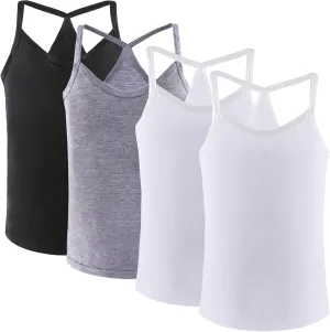 Anktry 2-10 Years Girls Dance Tank Tops Racerback Camisole Undershirts Spaghetti Strap Camis Dance Clothes Tank Tops for Girl