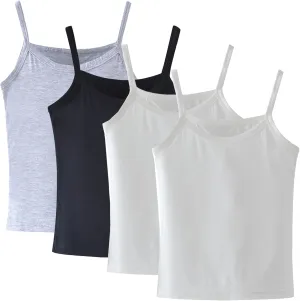 Anktry 2-8 Years Little Girls Soft Camisole Undershirts 4 Pack Kids Comfort Breathable Tank Tops